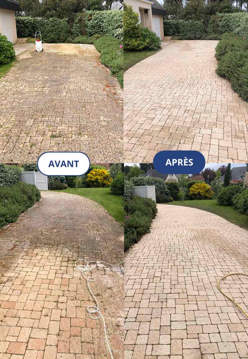 Nettoyage des extérieurs - TS BAULOISE : artisan sur la Baule (44) et les alentours : Allée, dallage, pavé, muret, terrasse. nettoyage à la vapeur et traitement anti-mousse. Intervention en Loire-Atlantique (44)