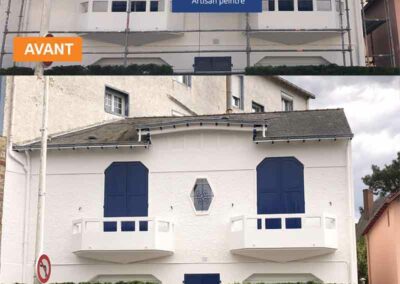 TS BAULOISE : Artisan peintre sur la Baule en Loire-Atlantique (44) : travaux de toiture : bettoyage et démoussage toiture. Peinture hydrofuge toiture. Travaux de façade : Nettoyage et démoussage façade. Ravalement peinture façade. Imperméabilisation façade. Peinture boiserie et ferronnerie. Nettoyage des extérieurs et peinture d’intérieur : mur, plafond, boiserie…Pose de revêtements murauxpour la rénovation intérieure de la maison.